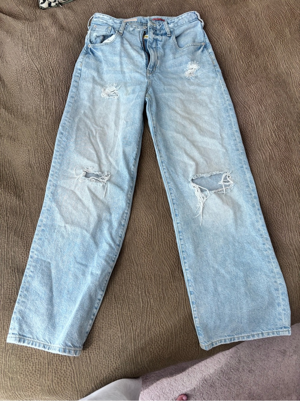Pilcro Anthropologie Women's Light Wash Ripped Straight-Leg Jeans